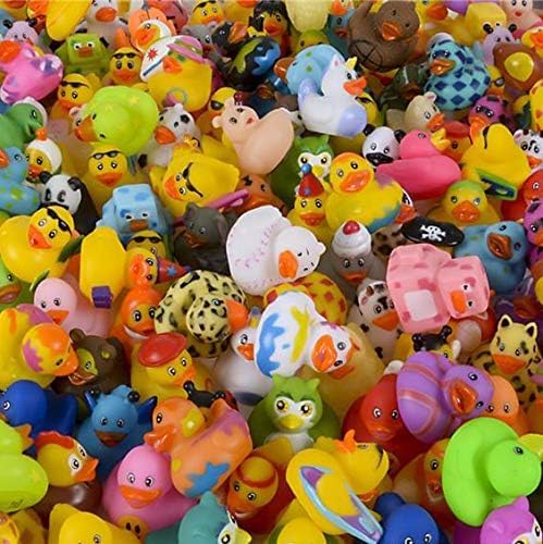 Assortment Rubber Duck Toy Duckies for Kids, Bath Birthday Gifts Baby Showers Classroom Incentives, Summer Beach and Pool Activity, 2" (200-Pack)