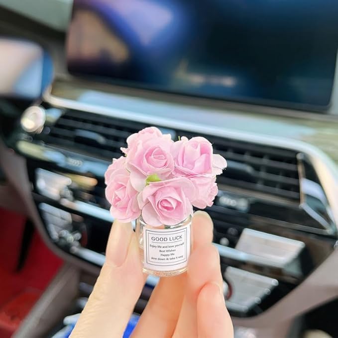 2Pcs Miniature Flowers Vases with Realistic Handmade Rose,1:12 Scale Dollhouse Miniature Flower in Vase Dollhouse Scenes, Micro Landscape Decorations
