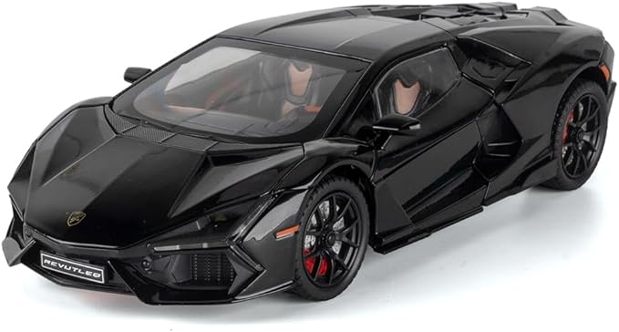 Alloy Collectible 1/24 Black Lambo Revuelto Toy Pull Back Vehicles Diecast Cars Model with Light & Sound