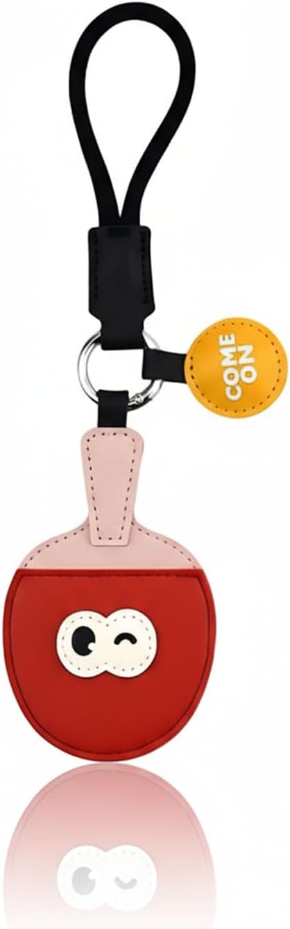 MemeChic Mini Table Tennis Paddle Keychain ，Cute PU Leather Ping Pong Racket Bag Charm & Car Keychain Holder, Unique Gift for Men & Women