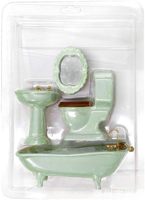 BESTLEE Dollhouse Furniture Miniature Bathroom Accessories Set 4PCS-1:12 Scale (Light Green)
