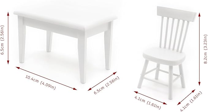 1/12 Dollhouse Table Chair Set, 17pcs Wooden Miniature Kitchen Furniture Set with Breakfast Accessories for Dining Room