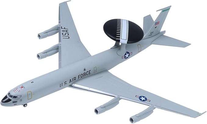 E-3 Sentry Die-cast Airplanes-1/200 Scale USAF AWACS Metal Aircraft Model for Collector, Aviation Enthusiast-Premium Collectiable with Display Stand