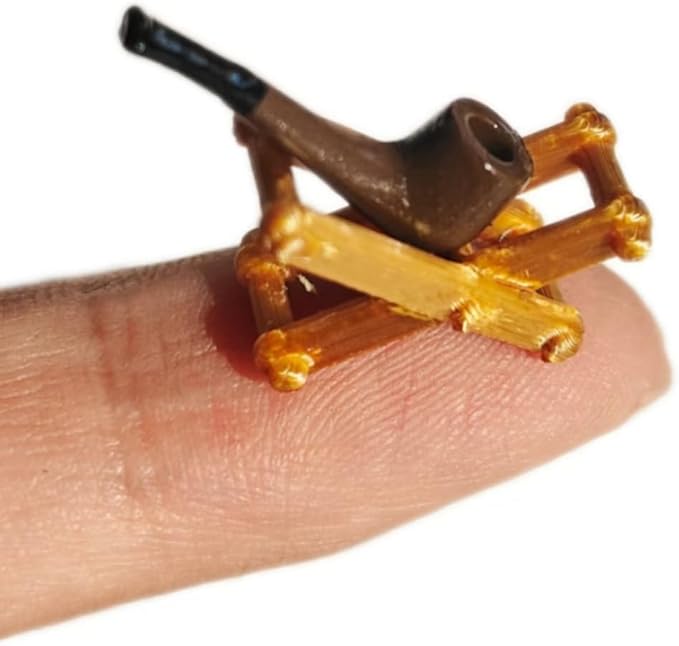 Charming Miniature Pipe and Stand Set - Dollhouse Decoration, Scene Accessories