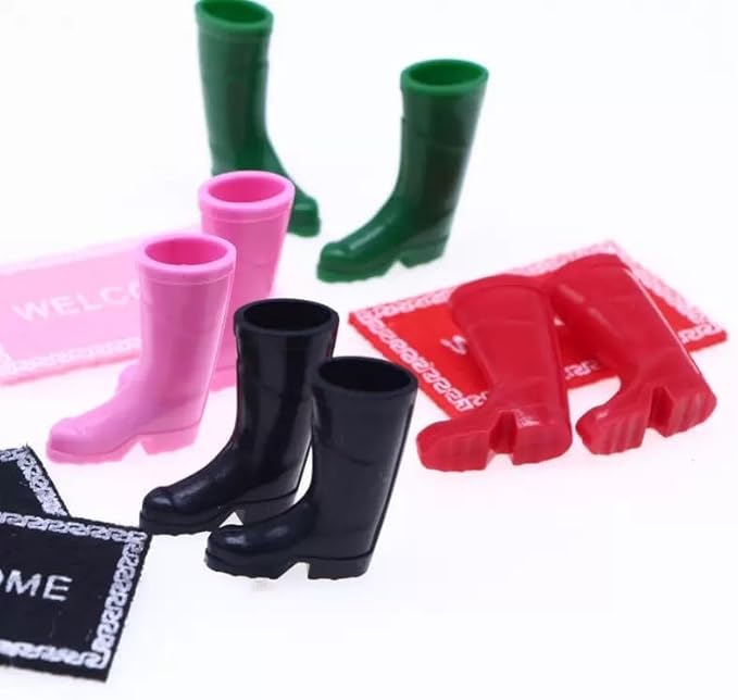 1Pair Black 1/12 Miniature Rubber Boots Dollhouse Garden Accessories，Dollhouse Accessories, Decorations