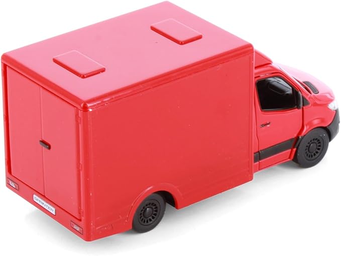 KiNSMART - Mercedes-Benz Sprinter Cargo Van 1:48 O Scale 5" Die Cast Metal Model Toy Van, Pull-Back Action (Red Box Truck)