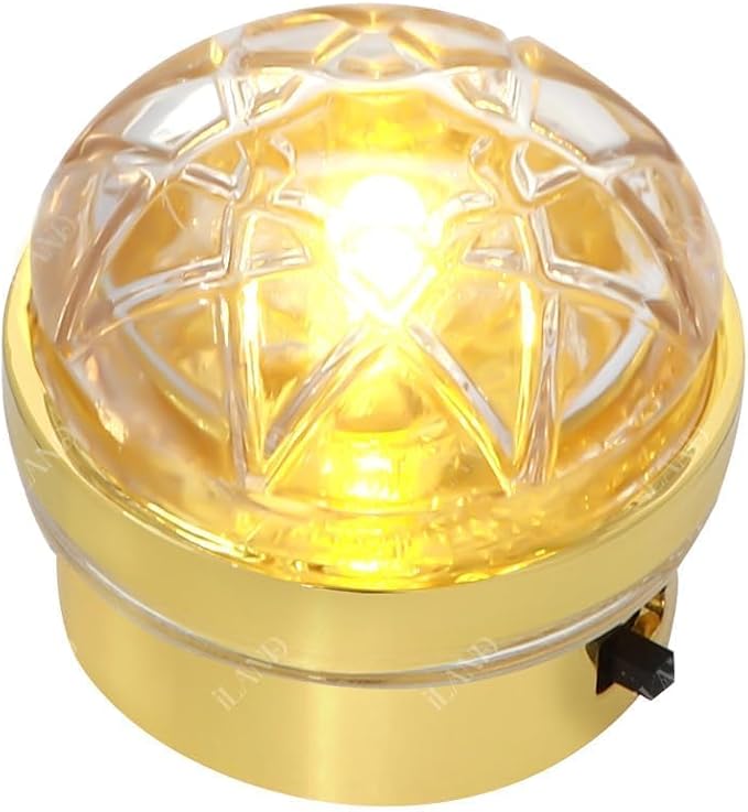 iLAND 1:12 Scale Accessories of Dollhouse Lights, Classic Miniature Lamp for Dollhouse Decoration, Elegant Celestial Gold Ceiling Lamp w/Battery