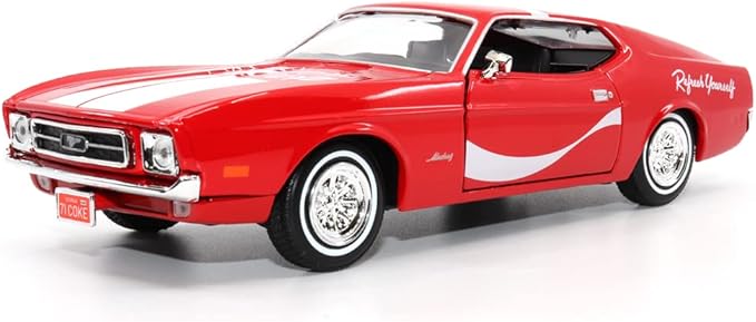 Motor city classics Coca-Cola Diecast Collectible | 1971 Ford Mustang Sportsroof | 1:24 Diecast Scale Model 424071 | Officially Licensed Coca-Cola Diecast