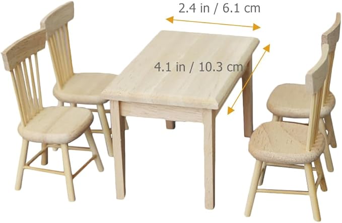 1 Set Doll Furniture Miniature Furniture Decorative 1/12 Scale Miniature Table Chair Set for Dollhouse Decoration Accessories (As Shown a)
