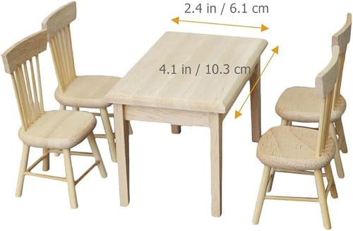 1 Set Doll Furniture Miniature Furniture Decorative 1/12 Scale Miniature Table Chair Set for Dollhouse Decoration Accessories (As Shown a)