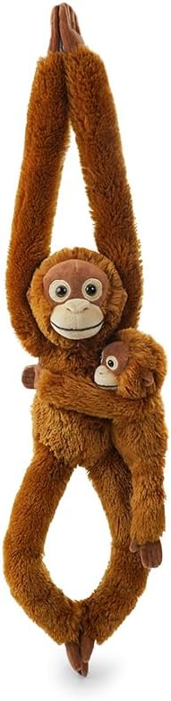 2pcs Orangutans Hanging Stuffed Animal Mother with Baby Hangs Plush Toys, Hooks and Stuffed Animals with Rings for Kids, Gifts for Boys and Girls（Red）