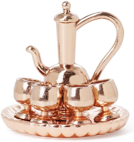 Odoria 1/12 Miniature Tea Set Dollhouse Decoration Accessories, Bronze