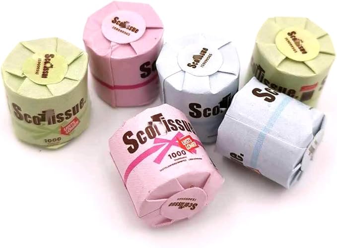 SXFSE Dollhouse Decoration Accessories, 1:12 Dollhouse Miniature Scene Model 6 PCS Paper Towels Set (6 PCS, 12 x 11 mm)