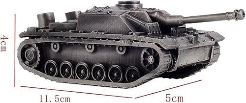 1:72 German Stug III Ausf.G Assault Gun Tank All-Metal die-Casting Model Military Model Furniture for Display (Silver)