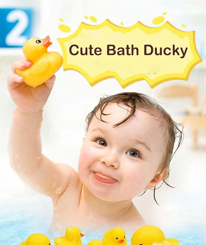 YUERFEILA Kids Bath Duck Toys 50 PCS Mini Rubber Ducks Squeak and Float Duckies Baby Shower Toy Party Decoration for Toddlers Boys Girls (1.6’’)