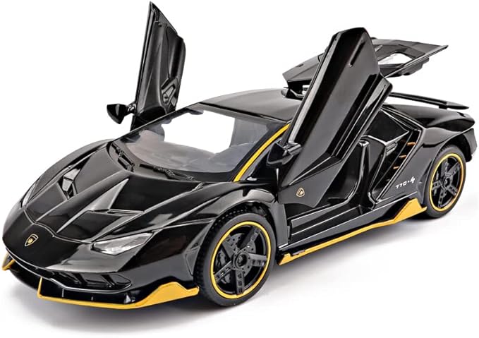 Alloy Collectible Black Lambo Toy Pull Back Vehicles Diecast Cars Model with Light & Sound