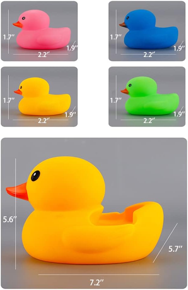 Bath Duck Toys 4 Pcs Colorful Rubber Duck Family Squeak Ducks Baby Shower Toy for Toddlers Boys Girls (Colorful Duck Family)