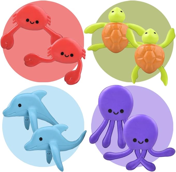ArtCreativity 48 Pcs Sea Animal Toys, Sea Creatures Bendable Toys for Kids in 5 Assorted Designs Plastic Animals, Great as Aquatic Ocean Party Favors, Under the Sea Sarty Pinata Stuffers
