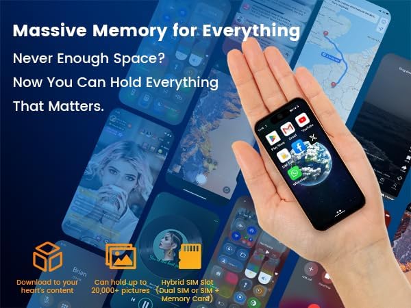 Leemoosa Mini Smartphone with 3.88-inch HD Touchscreen, 4G Dual SIM, Android 12, Face ID, Compact, Pocket-Sized for Students, Suitable as a Backup Phone or a Gift for Children 3GB+32GB（Orange）