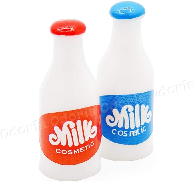 Odoria 1/12 Miniature Milk Bottles Dollhouse Decoration Accessories, 2Pcs