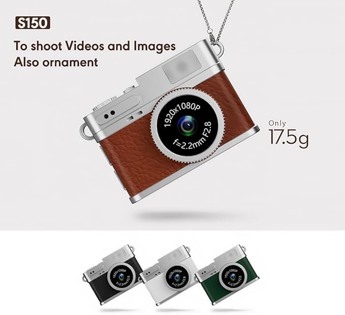 Retro Mini Digital Video Keychain Camera Small bodycam 1080P HD Video Go Cam 0.96" IPS Screen 4 Colors Type-C Pro17g 8GB Pocket Video Recorder for Travel Recording Gifts for Girls Stocking Stuffers