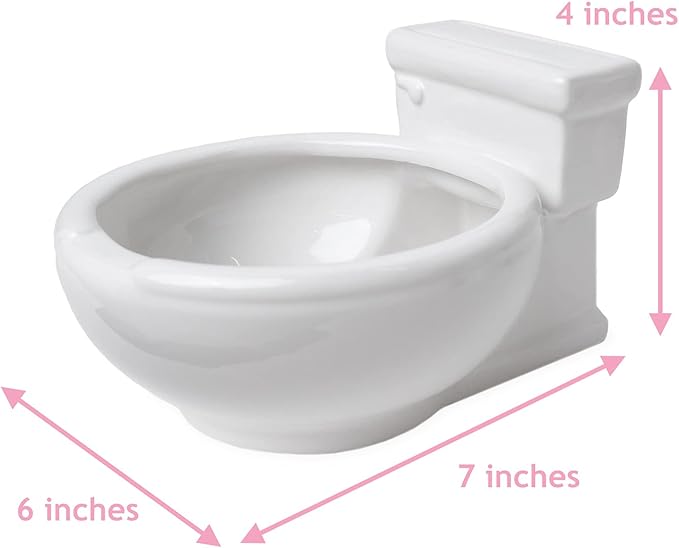 KwirkWorks Toilet Shaped Bowl for snacks, pet food dish, cereal, water, ramen - 7 inches