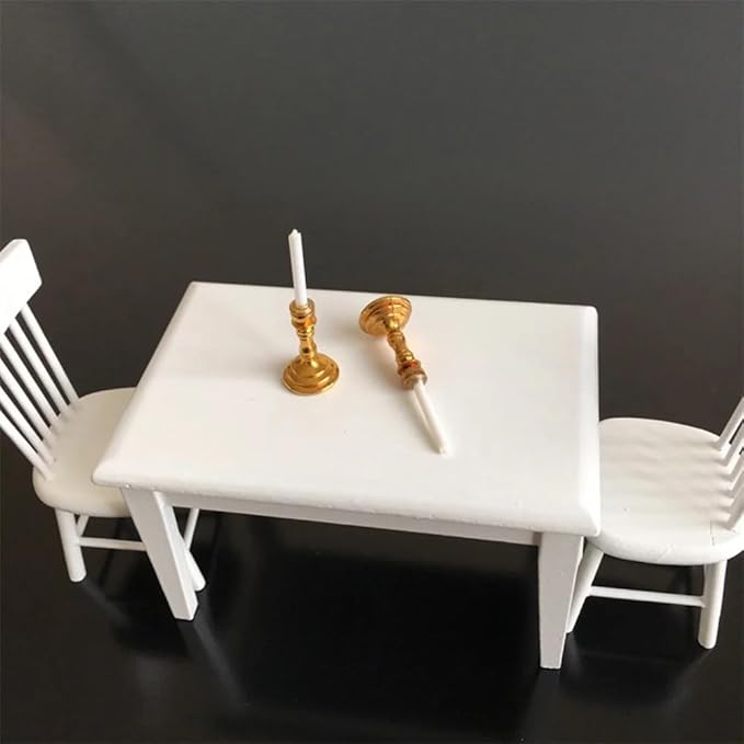 2Pcs Gold 1/12 Miniature Candle Holder Candlestick Dollhouse Accessories, DIY Micro Landscaping Decor