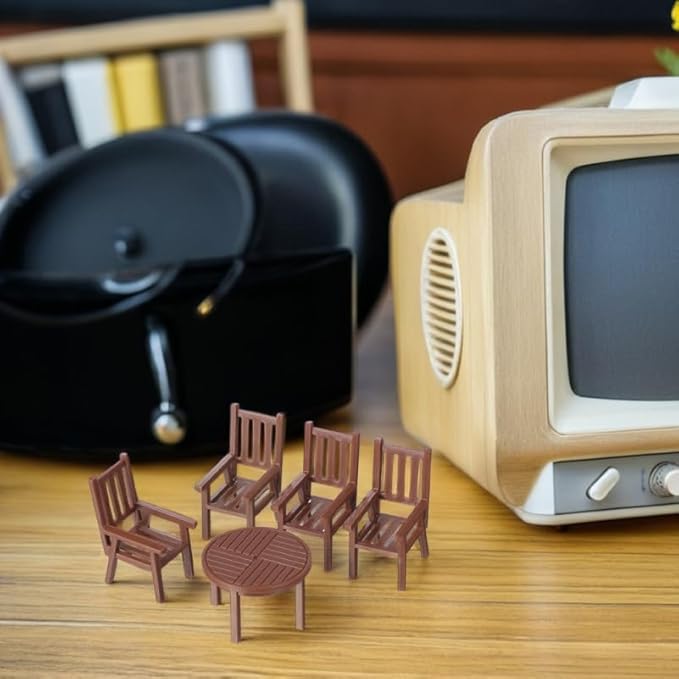 2 Sets Miniature Table Chair Set Dollhouse Furniture Accessories for Micro Landscape Decoration and Photography Props Realistic Tiny Dollhouse Furniture for Creative Projects