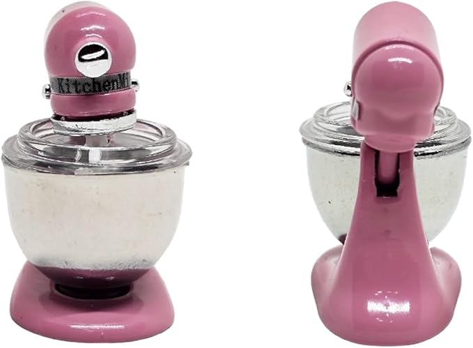 ChangThai Design Tiny 1¼" High Pink Bread Dough Mixer Kneader Machine Movable Figurine Steel and Resin Miniature Decoration Accessories Replica Decorative Collectible Figurines Home Décor Gifts