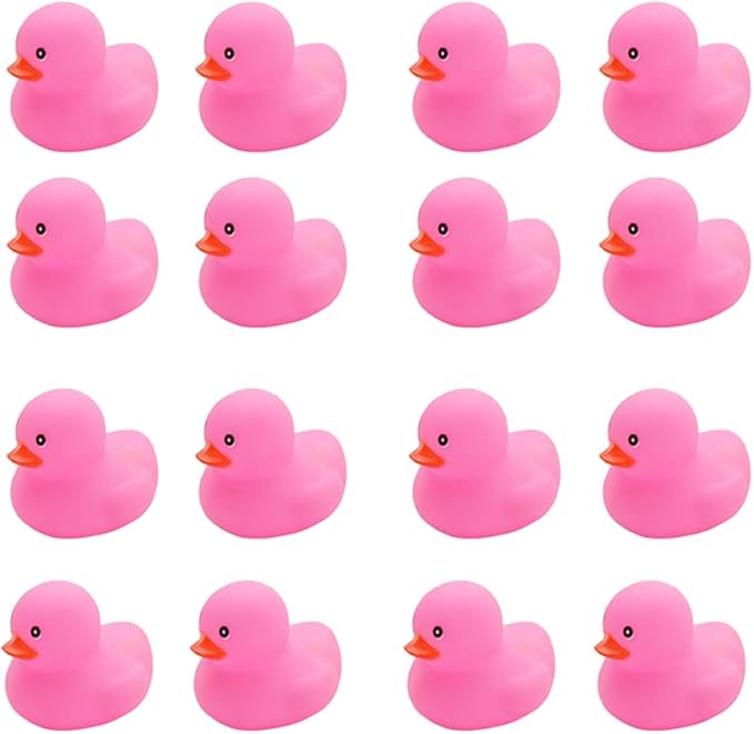 16PCS Pink Rubber Duck Kids Bath Duck Toys ,Squeak Rubber Ducks in Bulk Rubber Ducks Baby Shower Duck Decorations Party Favors (2.2’’)
