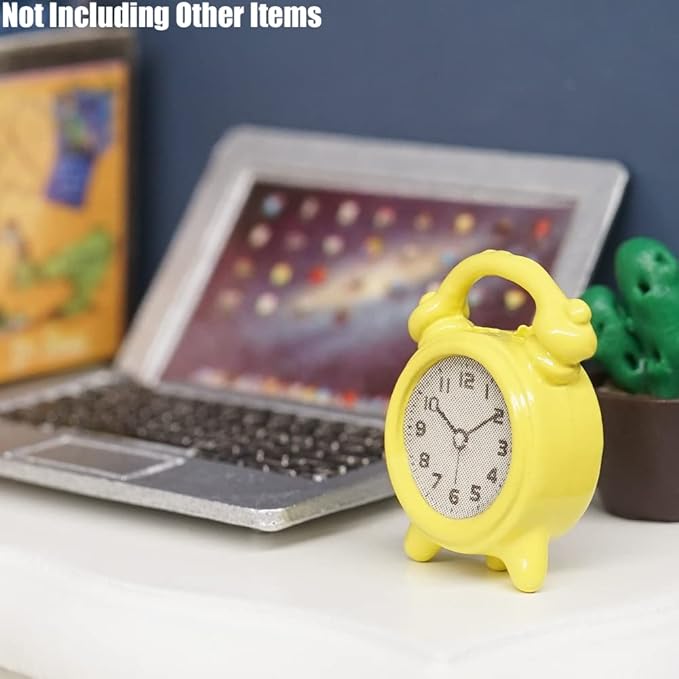 Odoria 1/12 Miniature Alarm Clock Dollhouse Decoration Accessories, Yellow