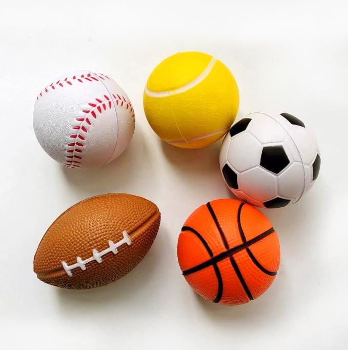 Fulanfudi 24 PCS Tennis Cupcake Toppers Foam Mini Soccer Stress Ball Soccer Ball Cupcake Picks Football Theme Cake Topper for Kids Stress Relief Relaxation Party Decoration School Carnival Reward