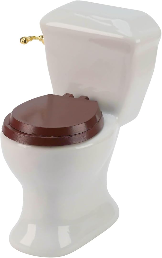 Waldosia 1:12 Scale White Porcelain Dollhouse Bathroom Set – 4-Piece Miniature Furniture with Bathtub, Pedestal Sink, Toilet & Mirror