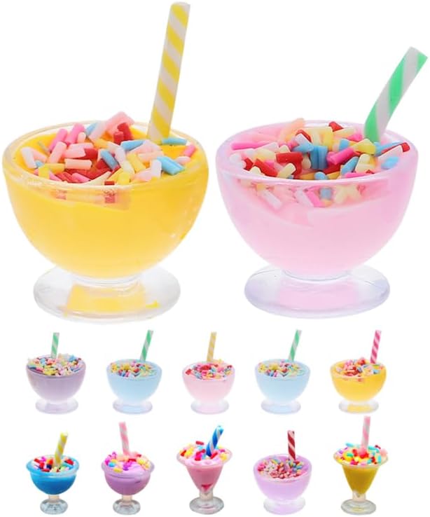 12Pcs Mini Ice Cream Cup Model Realistic Resin Miniature Dessert Decoration for Dollhouse Playhouse Lifelike Simulation Ice Cream Figurines for Creative Play