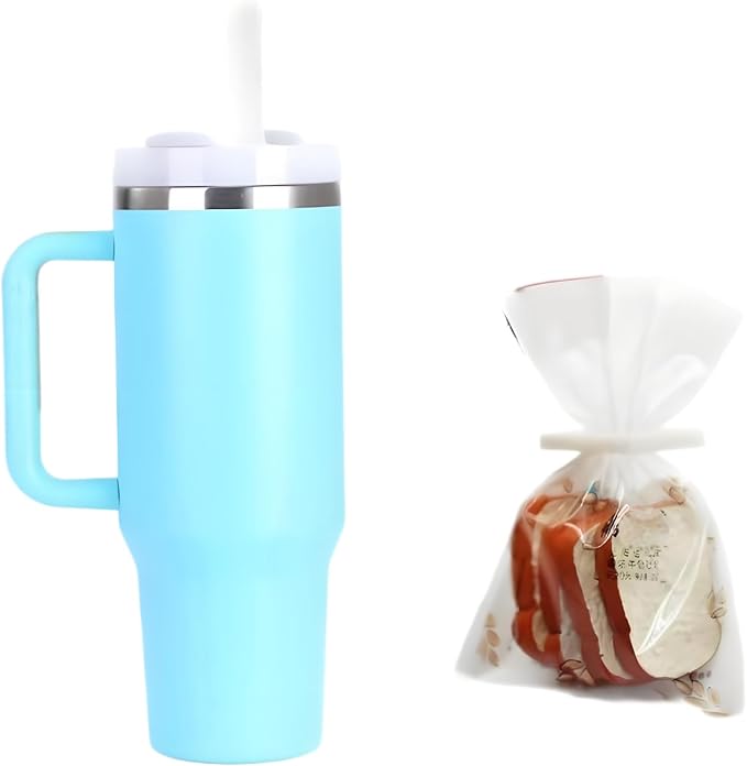2Pcs Miniature Drink Cup & Toast Set – Realistic1/12 Scale Dollhouse Tumbler with Detachable Lid & Straw for DIY Dollhouse,Fairy Garden,Office,Desktop Decoration,Collectible Mini Ornaments（Light Blue）