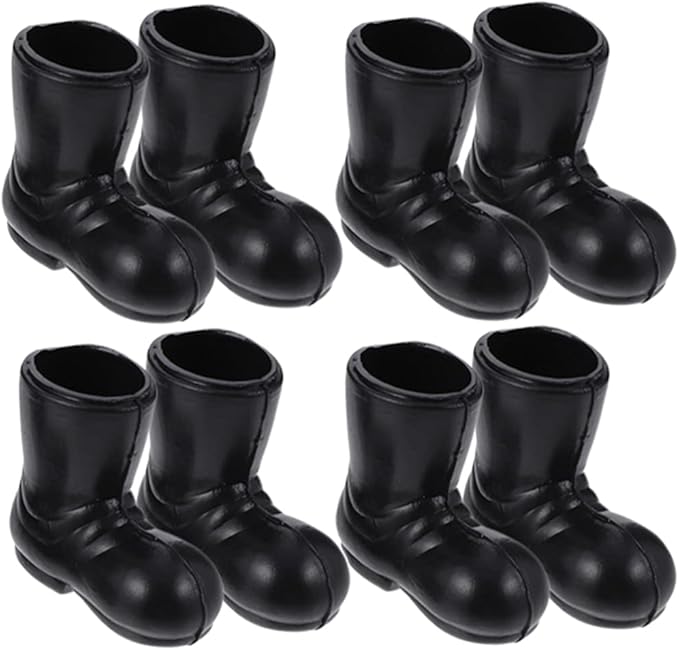 TOYANDONA Miniature Boots Miniature Toys 4 Pairs Mini Santa Claus Shoes Boots, Black Mini Christmas Santa for Crafts Christmas Decorations Kids Toys