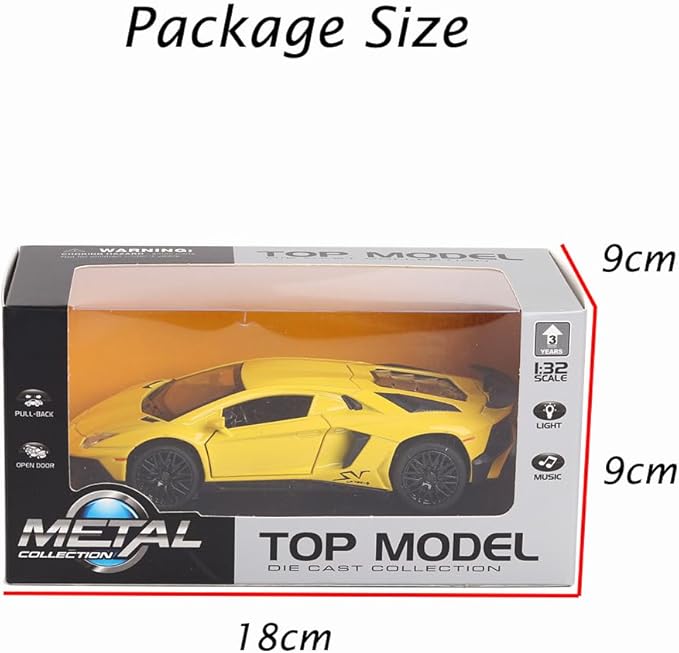 Alloy Collectible Lambo Aventador Toy Vehicle Pull Back Die-Cast Car Model with Lights and Sound