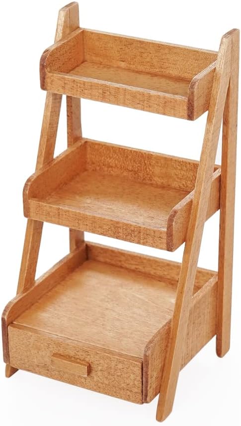 Odoria 1/12 Miniature Plant Shelf Dollhouse Decoration Accessories, Brown