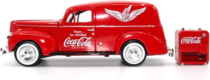 Motor city classics Coca-Cola Diecast Collectible | 1940 Ford Delivery Van with Cooler | 1:24 Diecast Scale Model 424195 | Officially Licensed Coca-Cola Diecast