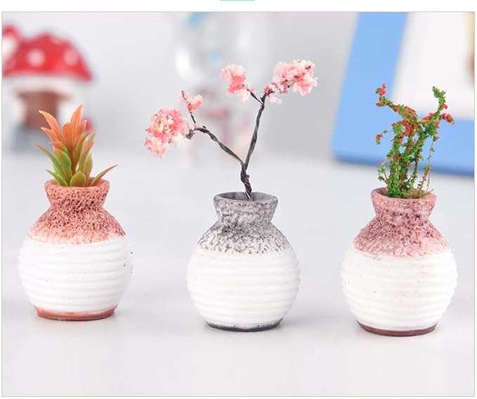 6Pcs Mini Bud Vases - Tiny Resin Flower Vases, Micro Landscape DIY Decor, Moss Succulent Ornaments, Fairy Garden Accessories, Home Tabletop Decoration, Gift for Plant Lovers