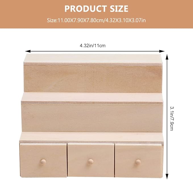 LOGOFUN 2Pcs Miniature Wooden Shelf 1:12 Scale Fruit Vegetable Rack Mini Wood Drawer Shelf Model Dollhouse Furniture Decoration Accessories