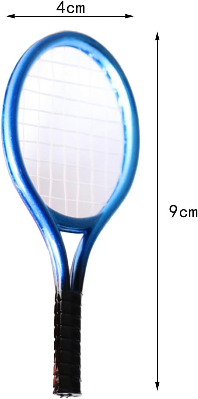 Mini Tennis Racket and Ball Set Mini Tennis Decor Miniature Tennis Kit Adults, Blue