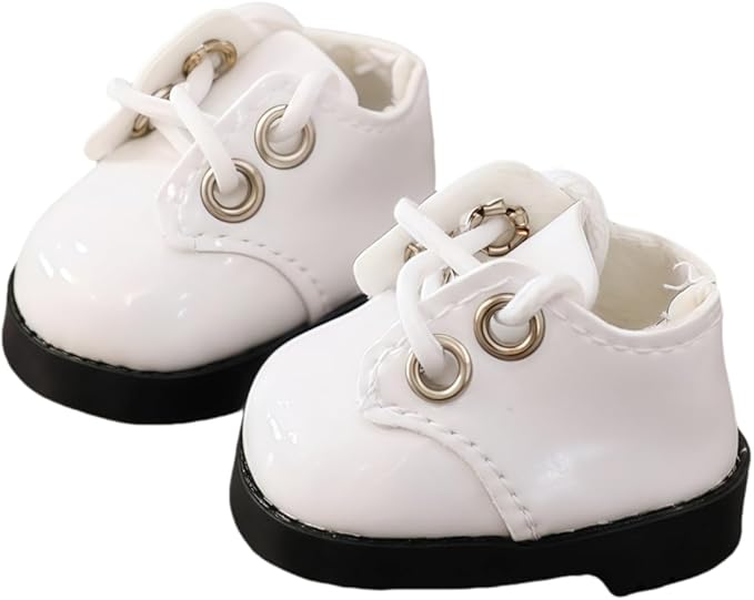 Doll Shoes for Lu bubu 17cm Dolls(No Doll) , Mini Shoes Accessories, Cute PU Leather Shoes Suitable for 17cm Doll, Dress Up Doll Shoes Replacement White