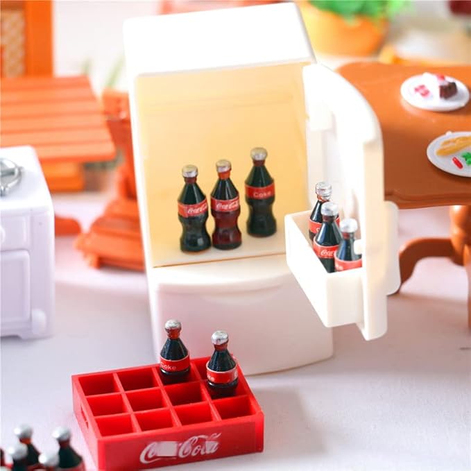 Dollhouse Kitchen Accessories, 1:12 Dollhouse Miniature 12 Piece Soft Drink with Tray