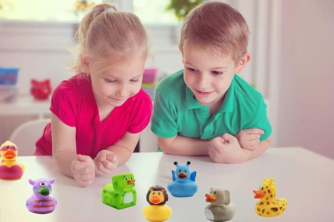 Assortment Rubber Duck Toy Duckies for Kids, Bath Birthday Gifts Baby Showers Classroom Incentives, Summer Beach and Pool Activity, 2" (200-Pack)