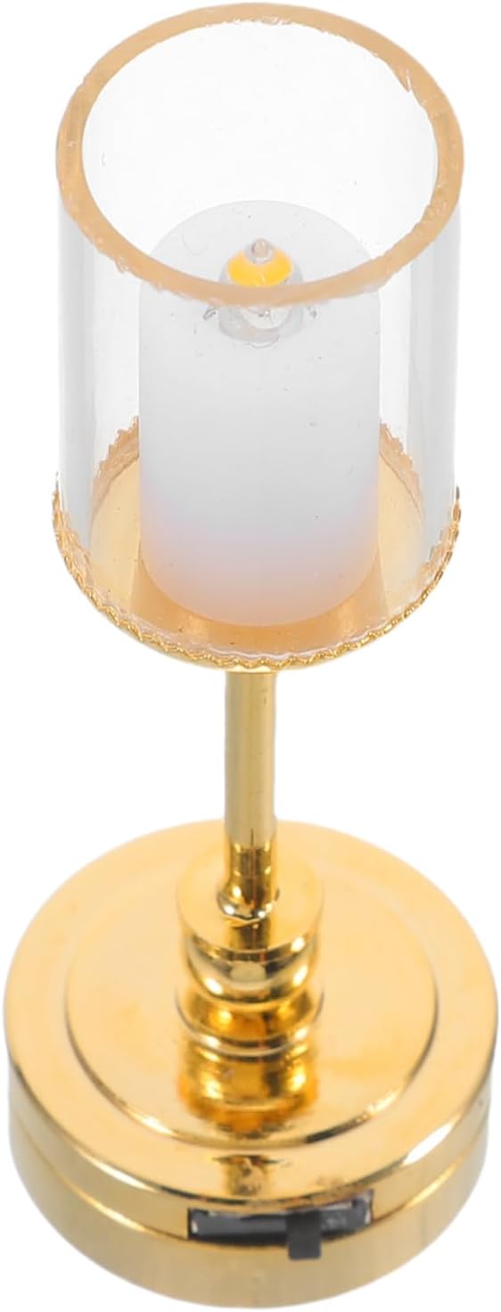 TOYANDONA Dollhouse Miniature Table Lamp – 1:12 Scale Glass Dome Candle-Style Light, Battery Operated Decorative Dollhouse Lighting for Indoor Outdoor Doll House Furniture & Room Decor