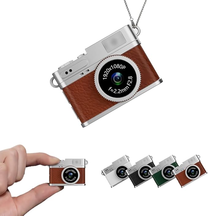 Retro Mini Digital Video Keychain Camera Small bodycam 1080P HD Video Go Cam 0.96" IPS Screen 4 Colors Type-C Pro17g 8GB Pocket Video Recorder for Travel Recording Gifts for Girls Stocking Stuffers