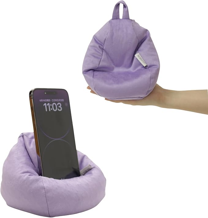 2pcs Cover of Mini Bean Bag Chair Cell Phone Holder (No Filler) Ultra Soft Micro Suede Anti Slip Miniature Bean Bag Couch Lavender Purple