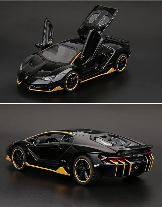 Alloy Collectible Black Lambo Toy Pull Back Vehicles Diecast Cars Model with Light & Sound