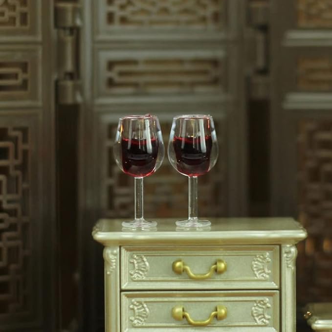 TOYANDONA 10pcs Miniature Dollhouse Wine Glasses, 1:12 Miniature Wine Glasses Mini Dollhouse Cocktail s for Kitchen Accessories Decors